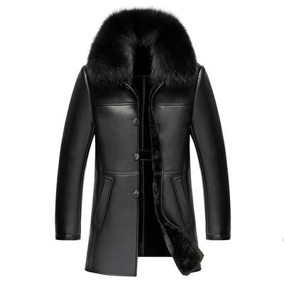 Новая зимняя меховая универсальная мужская куртка средней длины, куртка из натуральной кожи с лисьим мехом, мужская шуба