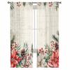 Christmas Poinsettia Berry Curtains For Living Room Bedroom Home Decoration Window Voile Tulle Curtain Drapes