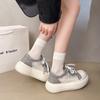 Beige Explosive Lace Thick Sole Heightening Big Head Versatile Women 2025 New Autumn Skirt Breathable Casual Board Shoes