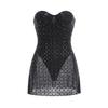 European and American hot diamond tube top, sexy perspective backless waist, femininity elegant hip dress, short low-cut evening dress