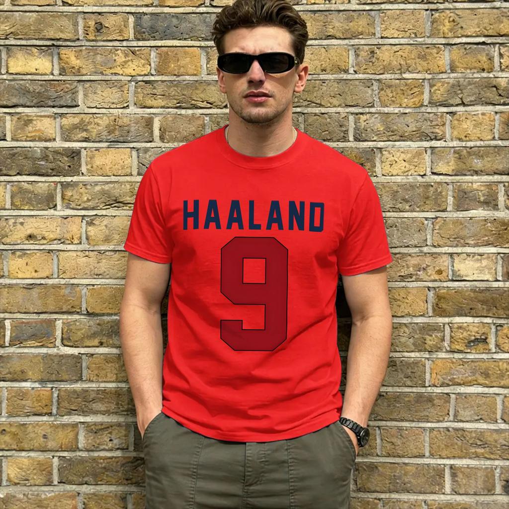 Unisex TShirts Haaland 9 Casual Cotton Tees Short Sleeve T Shirt Round Neck Clothing Plus Size