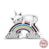 Original Owl Beads 100% 925 Silver Lucky Cat Elephant Charms Fit Original 925 Bracelet DIY Jewelry Making Women's Gift