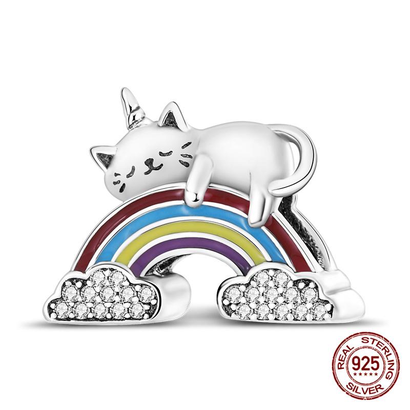 Original Owl Beads 100% 925 Silver Lucky Cat Elephant Charms Fit Original 925 Bracelet DIY Jewelry Making Women's Gift
