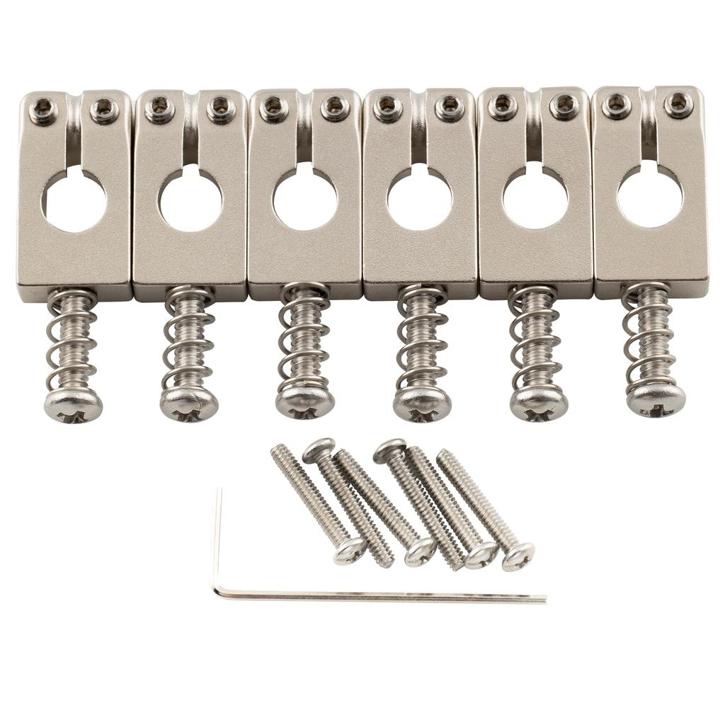 Musiclily Ultra 10.5mm Style Tremolo Bridge Saddles for Stratocaster Electric Guitars, Nickel (Set of 6)