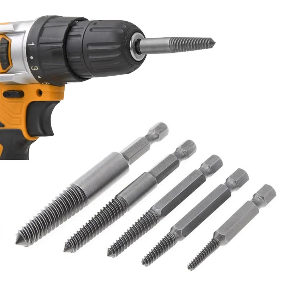 Экстрактор сломанных винтов с обратной резьбой Экстрактор с обратной резьбой Удаляет сорванные, сломанные и поврежденные ручные инструменты Специализированный инструмент для извлечения винтов Набор из 5 штук, Набор,
