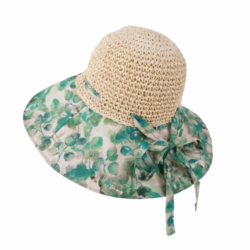 Foldable Large Brim Straw Hat Large Brim Sunshade Hat Ethnic Style Beach Hat  Beach