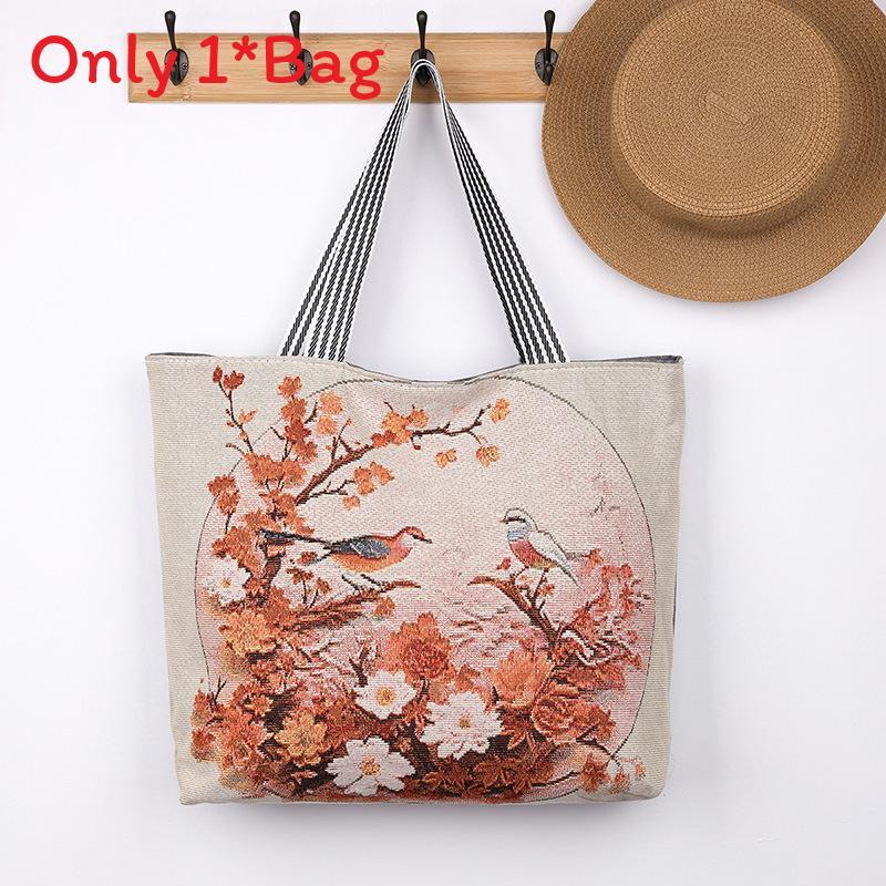 Canvas Butterfly Elephant Cat Tote Bag For Women With Sewn Details For Daily Use