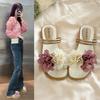 Fashion Chic Flower - Decor Double - Strap Slides | Romantic & Sweet, Perfect for Summer Daily & Vacation Looks