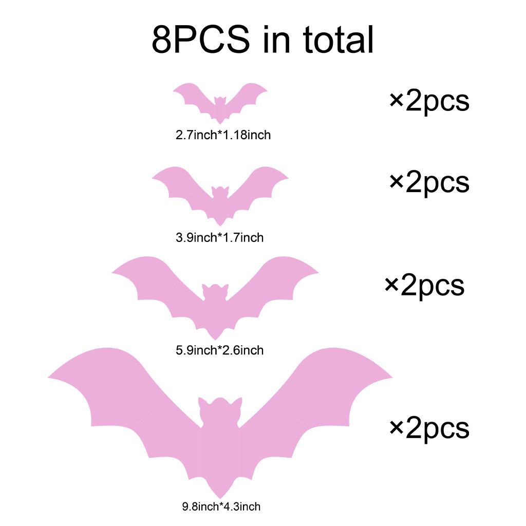 Черные и розовые наклейки на стену в виде летучих мышей на Хэллоуин для украшения детской комнаты и создания праздничной атмосферы