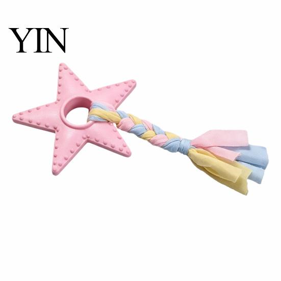 Star Shaped Dog Toys Chew Toy, Bite Resistant Pet Boredom Toy Puppy Teething with Braided Cloth Strip, Aggressive Chewer Teeth Cleaning