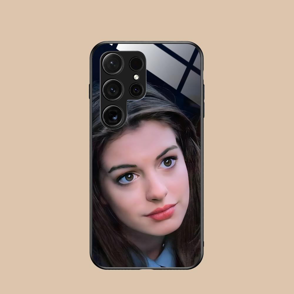 Чехол для мобильного телефона Anne Hathaway для Samsung Galaxy S26 S25 S24 S23 S22 S21 S20 Note20 Plus FE Ultra Стеклянный Цветной Чехол Красивый