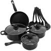 7 Pcs Cast Iron Cookware Pots Pans Set Set Flat Pot Pan Set Bottomed Frying Pans Woks Griddle Kitchen Appliances