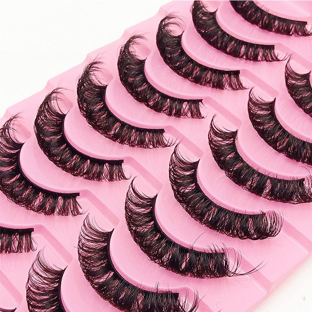 10 Pairs Eye Lashes Natural Long Wispy Volume DD Curl False Eyelashes Russia Volume Faux Mink