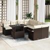 VidaXL 9-Piece Garden Sofa Set with Cushions Brown Synthetic Rattan 3348254