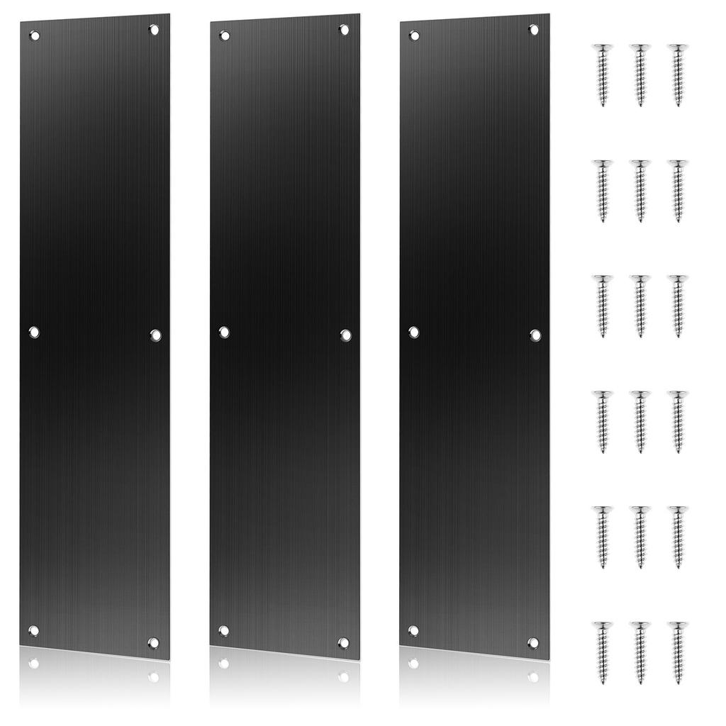 3 шт. Нажимная дверная пластина 15X3,5" Нержавеющая сталь Дверная нажимная пластина Дверная пластина для пинков, Матовая дверная пластина Защита двери Металлическая пластина С 1