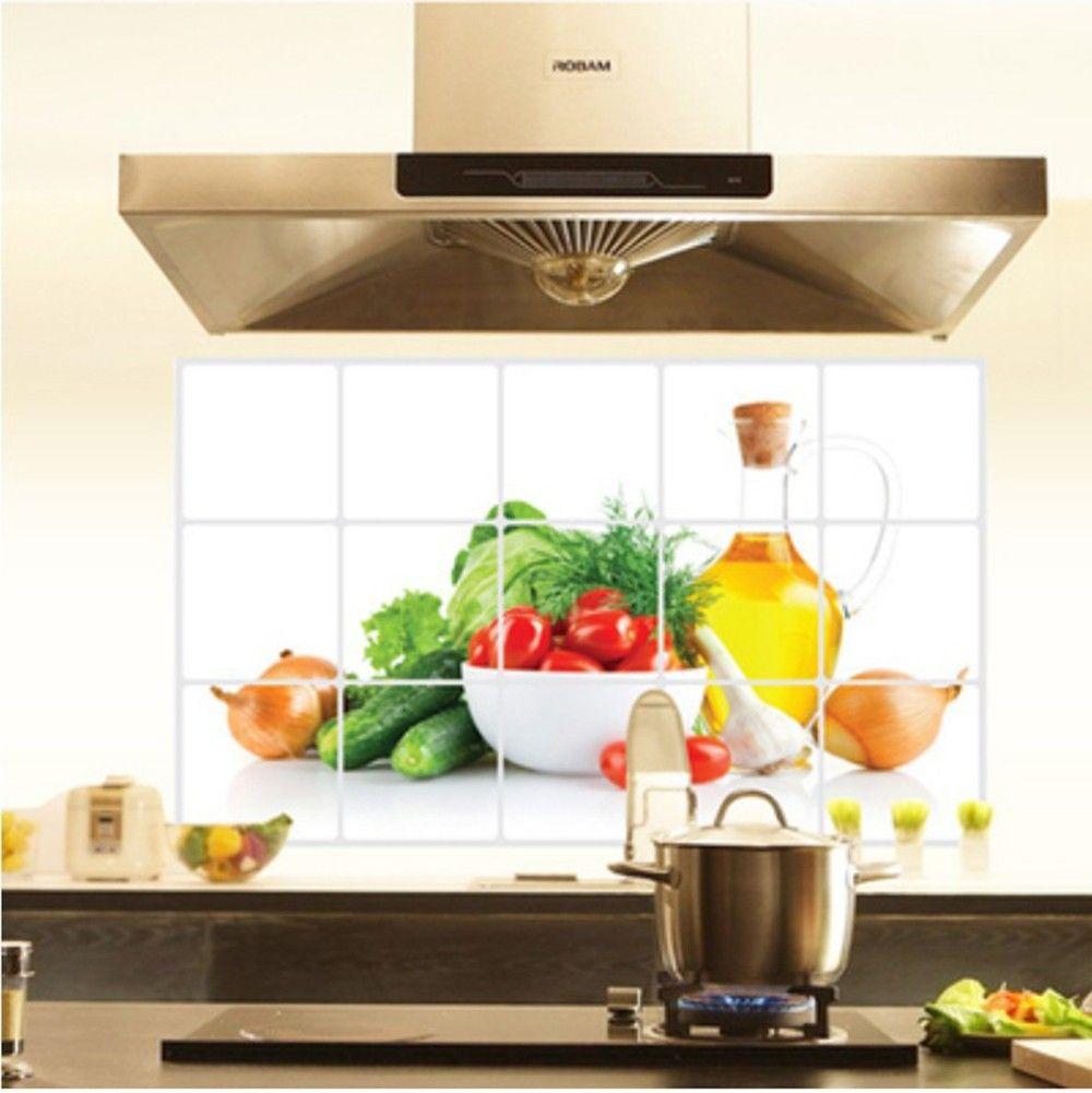 Decoration Lecythus Vegetables Waterproof Anti Oil Stain Kitchen Wall Tile Stickers Tile Decal
