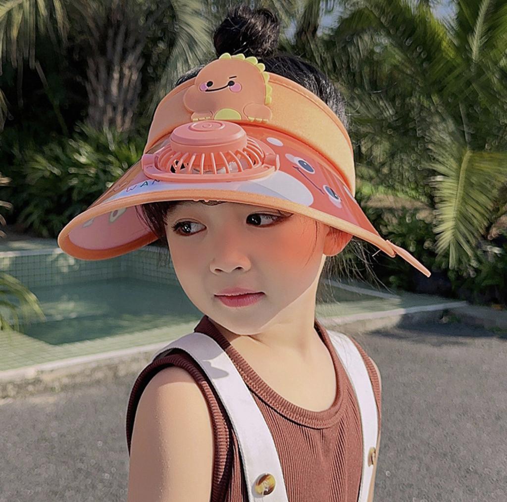 Летняя детская шляпа от солнца с вентилятором, перезаряжаемая через USB, шляпа от солнца, мультяшная, милая, детская, с большими полями, пустая шляпа-цилиндр