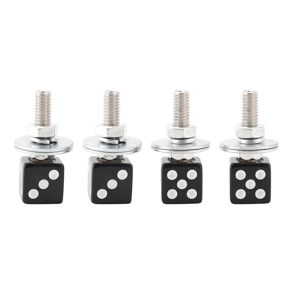 4x Болт-винт для номерного знака Custom DICE, черный пластик, мотоцикл, чоппер, боббер
