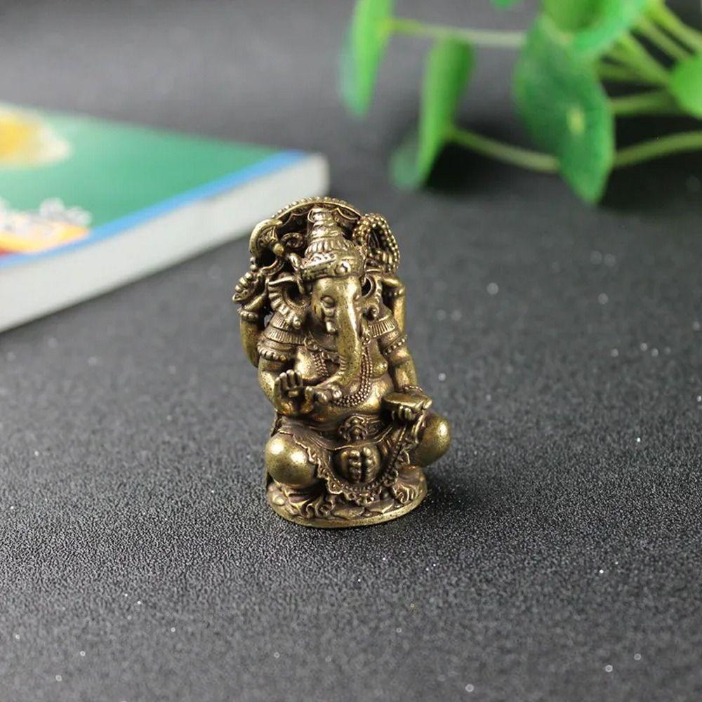 Brass Ganesha Statue Mini Elephant Hindu God Figurines Elephant God Figure Sculpture  Cabinet