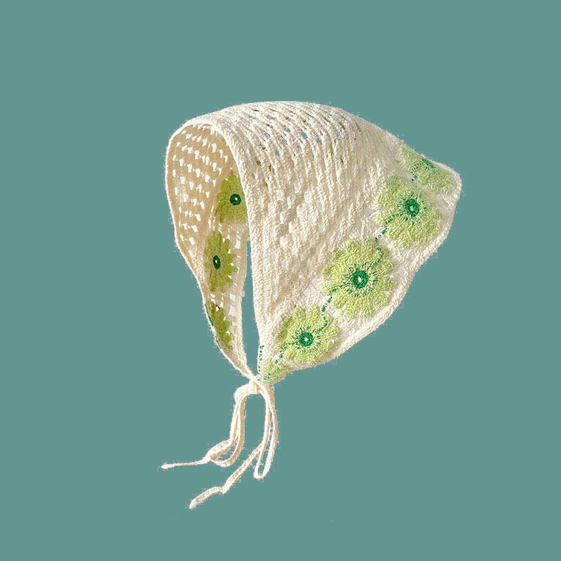 Вязаная ретро повязка на голову с полым треугольником, ромашка, клубника, ручная работа, вязаный крючком треугольный шарф, головной убор, ручной работы платок для головы