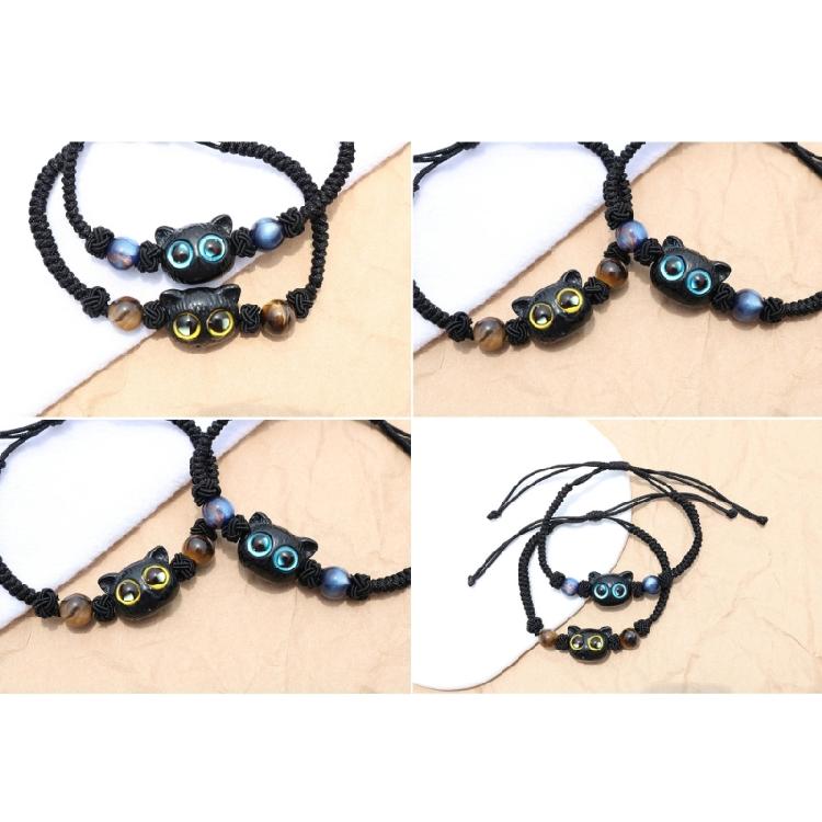Cats Bead Wristband Carved Cats Bracelet Braided Rope Cats Hand Chain Bracelets
