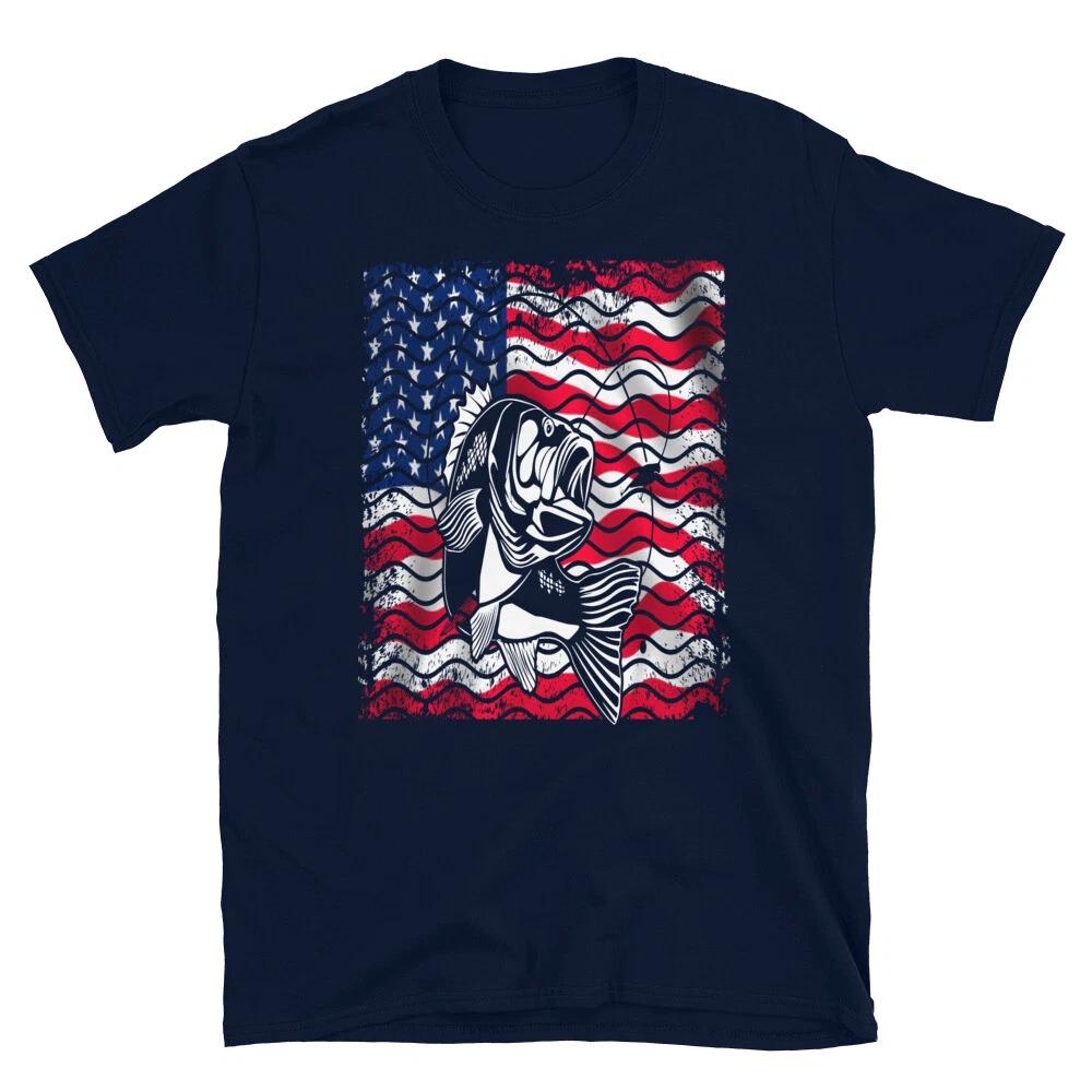 US American Flag Patriotic Fishing Fish Nature Outdoors T-Shirt