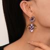 Shining Vintage Flower Earrings Elegant Purple Earrings Sweet Rhinestone Drop Earrings  Women