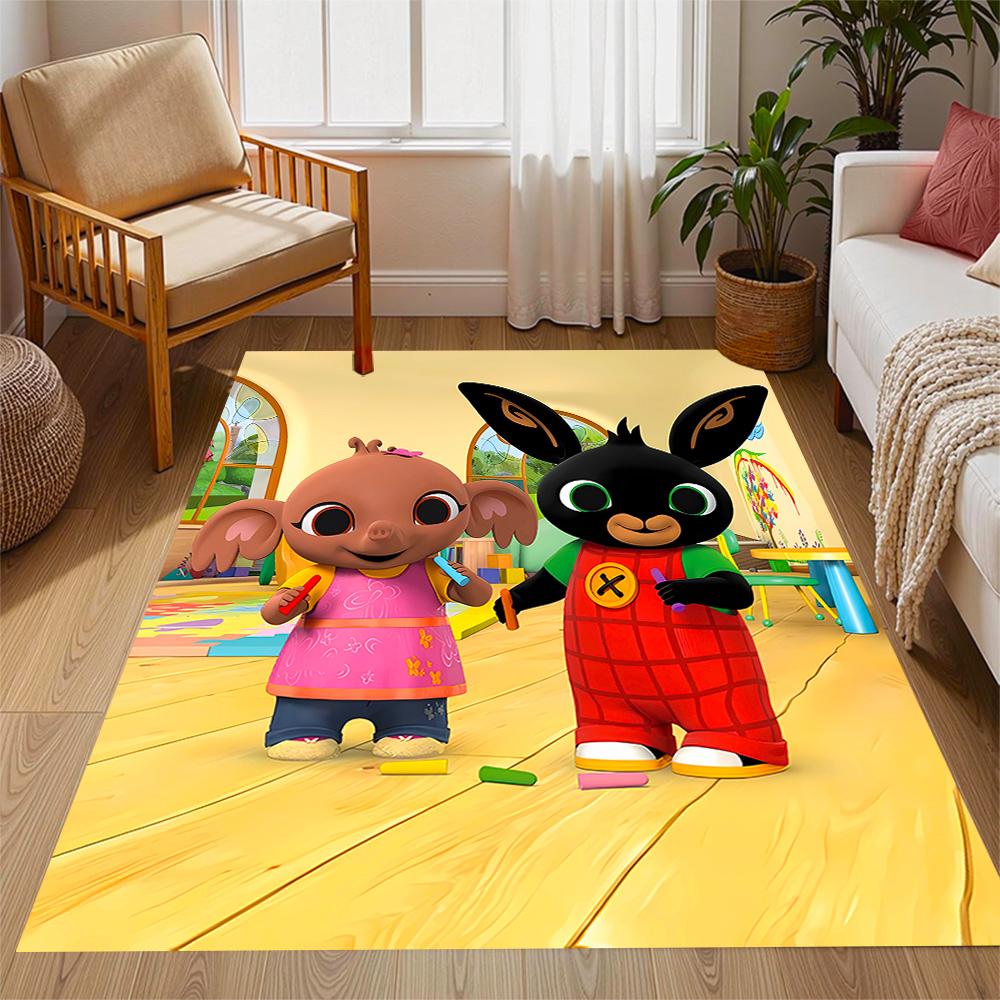 Bing And Friends In Garden Themed Anti-Slip Rugs - Polyester Home Decor, Suitable for Bedrooms, Living Rooms, Doorways, Studios, and Decorations