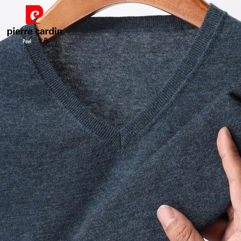 Мужской свитер Pierre Cardin из 100% шерсти с V-образным вырезом и рукавом три четверти