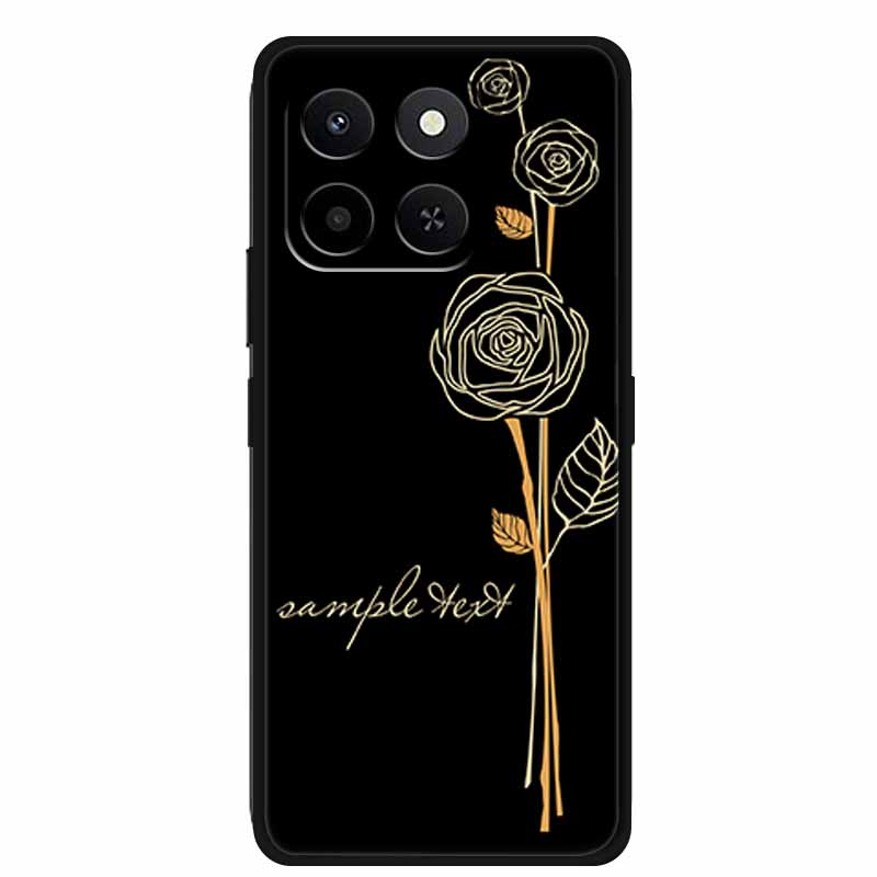 3D Emboss Case For Honor Play 10T 400 Smart 4G 5G Relief Flower Back Cover Black TPU Silicone Soft Case For Honor X7d 4G 5G Para