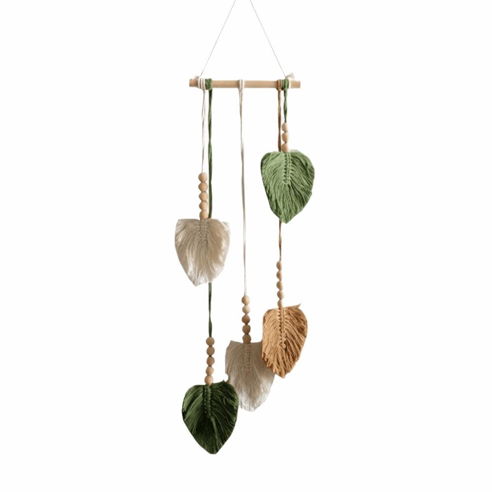 Handmade Wall Art Leaf Tapestry Tassel Wall Hanging Pendant Vintage Handwoven Tapestry Home Decor