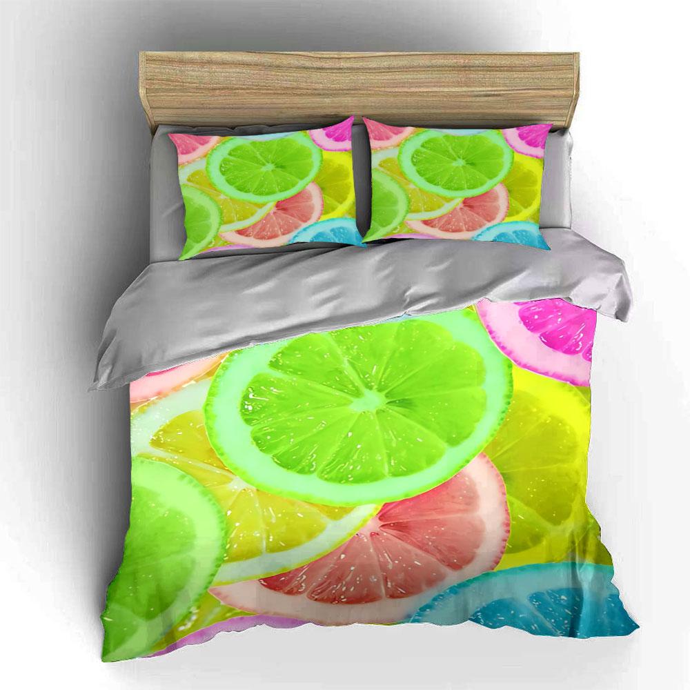 "Colorful Citrus-Themed Decor Set" Bedding Set with 1 Duvet Cover 2 Pillowcases Single Double King Queen, Gift