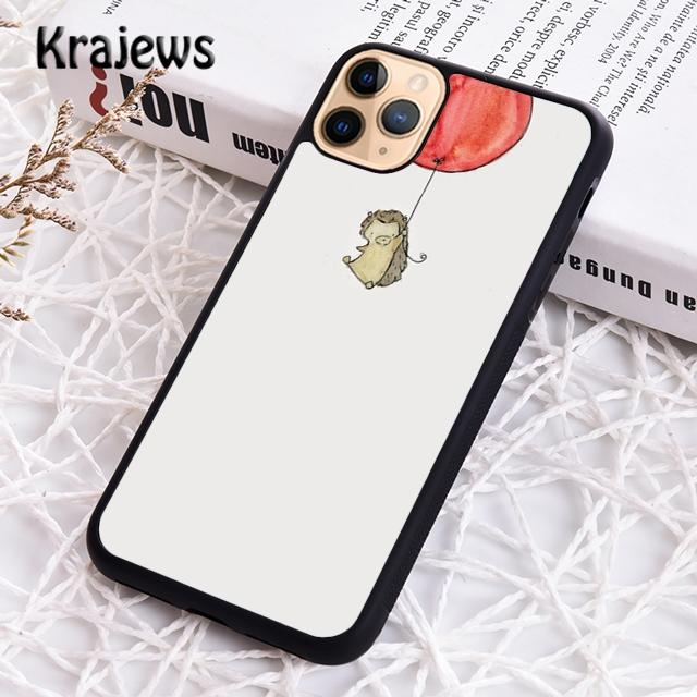 Krajews Hedgehog and Balloon Phone Case Cover For iPhone 17 Air 16 15 14 plus 11 12 13 pro max coque Shell Fundas