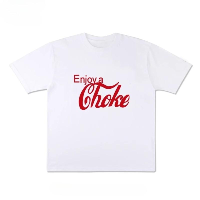 enjoy A Choke Funny English ShortSleeve TShirt Pure Cotton HalfSleeve Trendy Niche Design Unisex Clothing