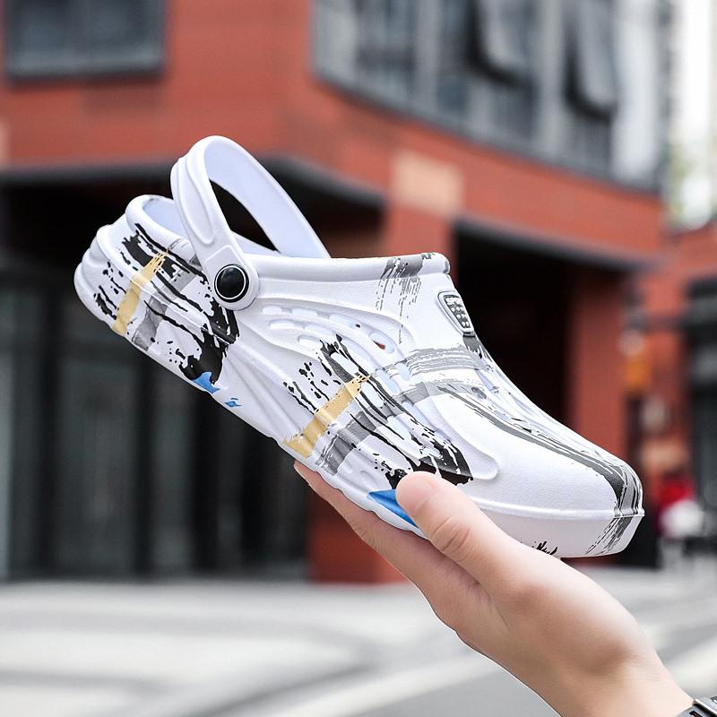 Fashion Big Size 38-49 Summer Men Sandals Light EVA Casual Shoes Hole Shoes Clogs Lovers Home Garden Outdoor Male Beach Flat Slippers