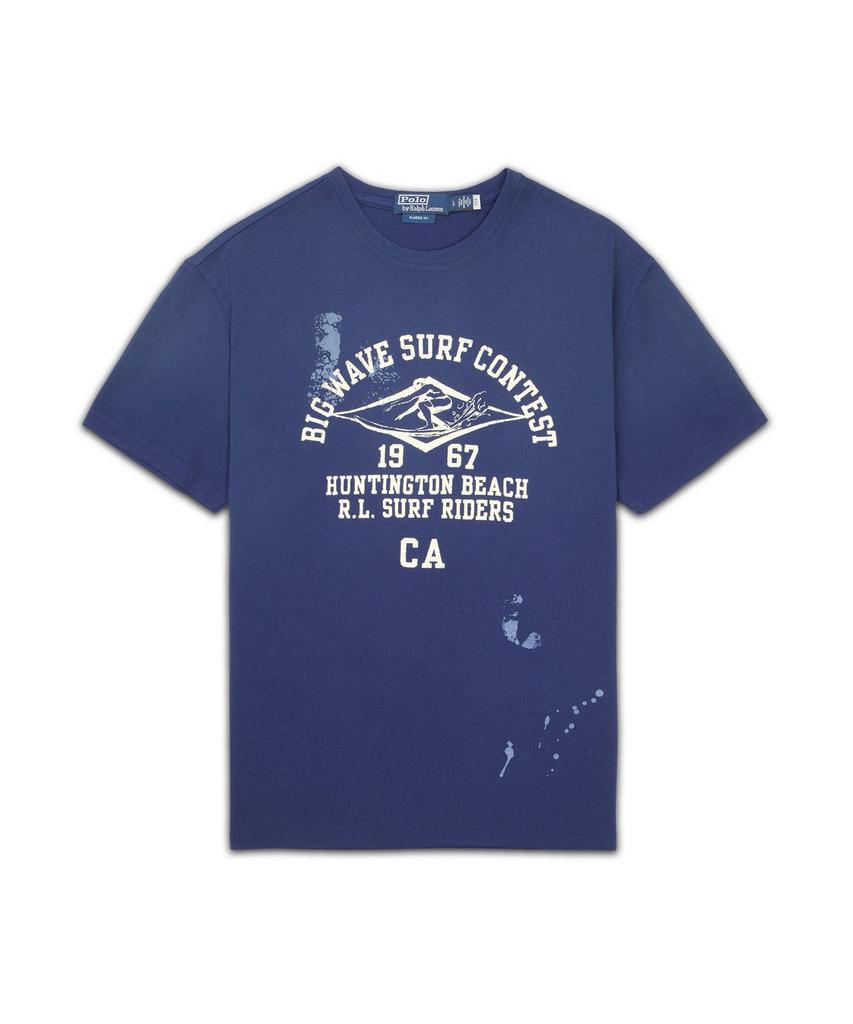 POLO RALPH LAUREN Классический крой Хлопковая футболка с графическим принтом - Синяя