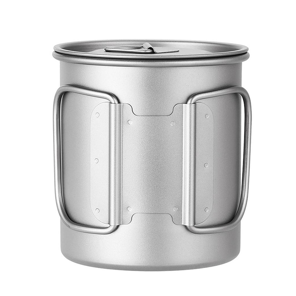 375 мл Сверхлегкая титановая кружка для улицы, портативная, для кемпинга, пикника, воды, чая, кофейная кружка с крышкой и складными ручками