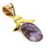 Natural Russian Charoite Two Tone 925 Solid Sterling Silver Pendant 1.50'' V5L56