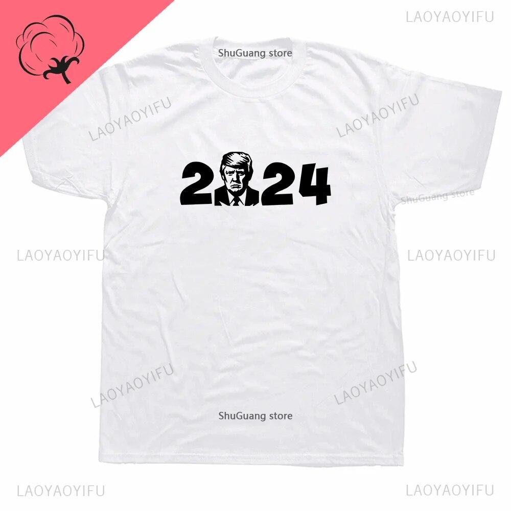 Футболка Trump 2024, топы с принтом, забавная футболка унисекс, WoUnisex, одежда с юмором, портретом, модные футболки с графикой, хлопковая футболка