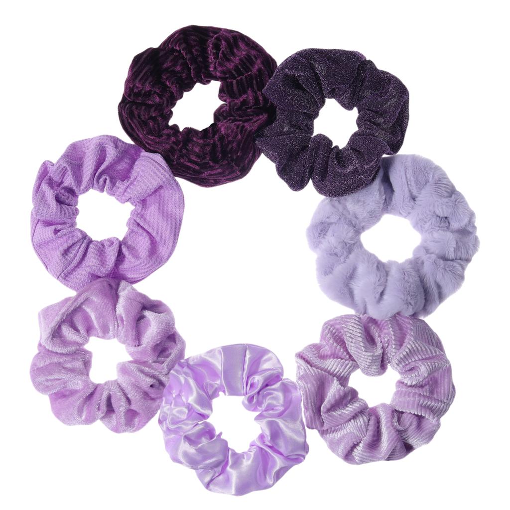 7 шт./набор Женские резинки для волос Набор Плюшевые Однотонные для Девочек Держатель для Хвоста Принт Цветочный Мелкий Цветок Завязки Аксессуары