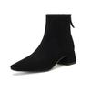 Suede Autumn Winter Shoes Med Heels Chelsea Boots Square Toe Keep Warm Zip Ankle Boots
