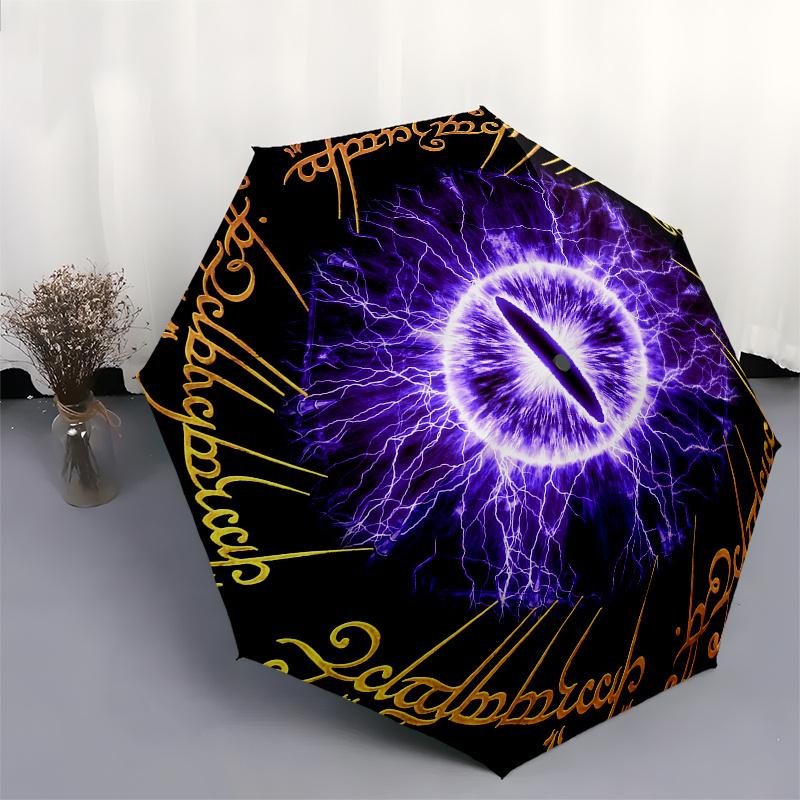 "Eye of Sauron: Lord of the Rings Inspired Fantasy Art Print"Umbrella, Portable 3 Fold Compact Umbrella for Men & Women, Valentine's Day Mot