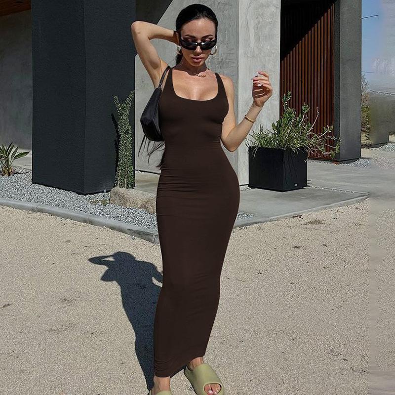 Inwomen сексуальное тонкое платье-майка с U-образным вырезом