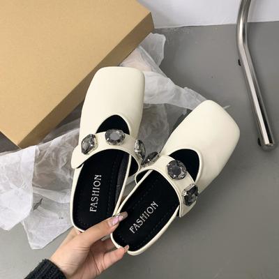 Baotou полутапочки женские летние новые туфли-лодочки с квадратным носком женские туфли Мэри Джейн с пайетками