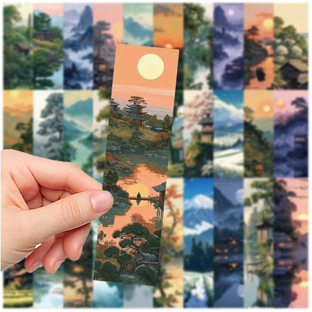 30pcs Chinese Landscape Bookmark Literary Classical Decoration Reading Page Mark Books Mark Students Creative Gift Cards