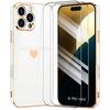 Protective Case - BOOLING - for iPhone 16 Pro Max - White Silicone - Heart Pattern - Golden Edges