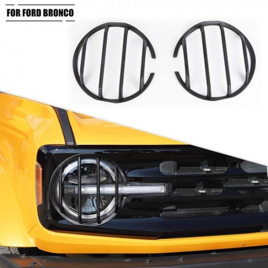 Black Exterior Front Headlight Decor Trim Cover Guard Frame For ford Bronco 21+