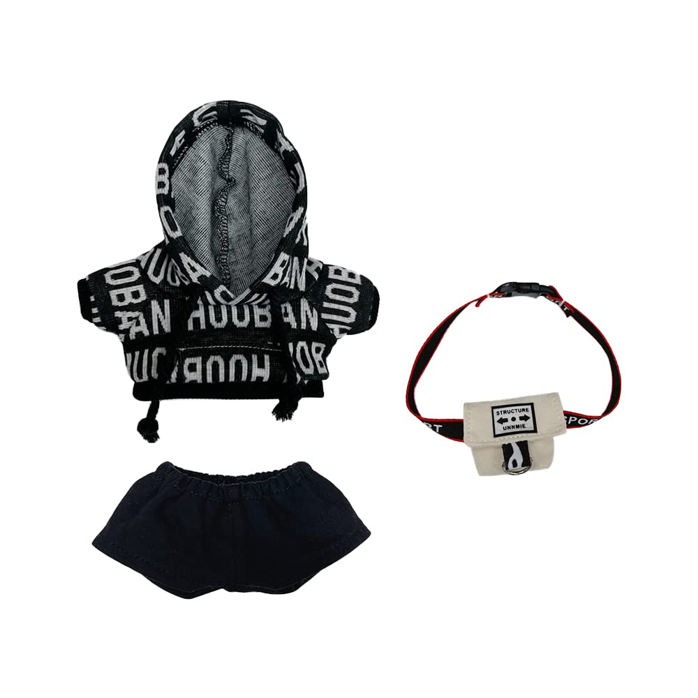 Niannyyhouse 10 см Плюшевая одежда Свободный Хип-хоп Набор с Худи, Стрейч-шортами, Рюкзаком и Одеждой для хлопковой куклы (Черный, 10см)