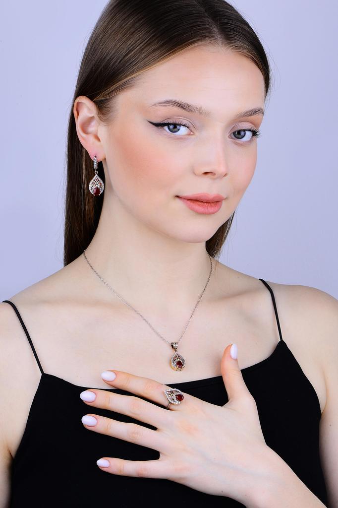 Минималистичные рубиновые серебряные серьги, висячие серьги в османском стиле, ювелирный подарок ручной работы для женщин