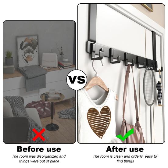 Стеллаж для хранения над дверью с 6 крючками, прочный, нержавеющий, компактный органайзер, вешалка для пальто, вешалка для полотенец, товары для дома